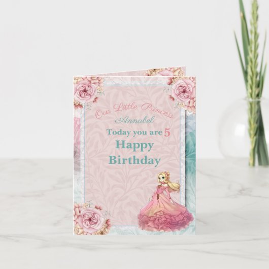 Pastel Meisjes Verjaardag Kaart Onze Kleine Prinse (Voorkant)