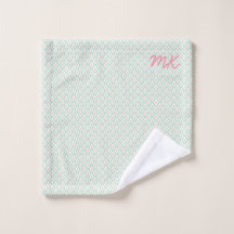 Pastel Meisjesachtig Groen & Roze Patroon Met Init