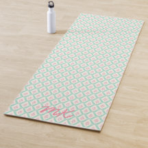 Pastel Meisjesachtig Groen & Roze Patroon Met Init