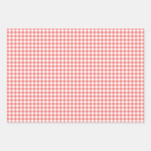 Pastel Melon Oranje Gingham Check Pattern Inpakpapier Vel (Voorkant 3)
