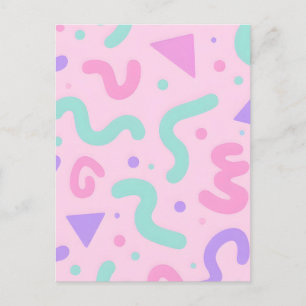 Pastel Memphis kronkelige geometrische speelse ret Briefkaart