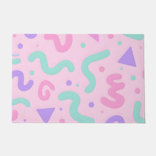 Pastel Memphis kronkelige geometrische speelse ret Deurmat