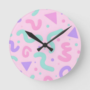 Pastel Memphis kronkelige geometrische speelse ret Ronde Klok