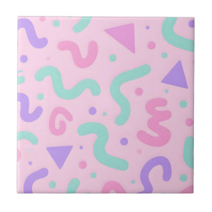 Pastel Memphis kronkelige geometrische speelse ret Tegeltje