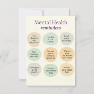 Pastel mentale gezondheidsherinnering bedankkaart