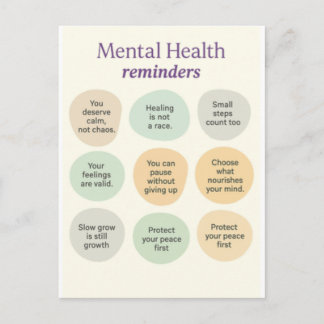 Pastel mentale gezondheidsherinnering briefkaart