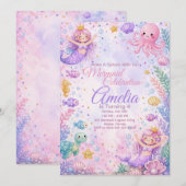 Pastel Mermaid Celebration Invitation Editable (Devant / Derrière)