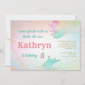 Pastel Mermaid Invitation Anniversaire Sous La Mer (Devant)