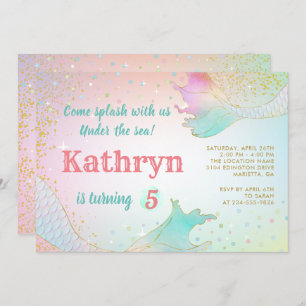 Pastel Mermaid Invitation Anniversaire Sous La Mer