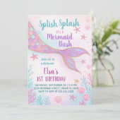 Pastel Mermaid Invitation d'anniversaire (Debout devant)