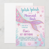 Pastel Mermaid Invitation d'anniversaire (Devant / Derrière)