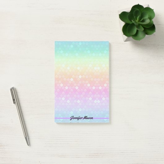 Pastel Mermaid Persoonlijke naam Grote Post-it® Notes (Kantoor)