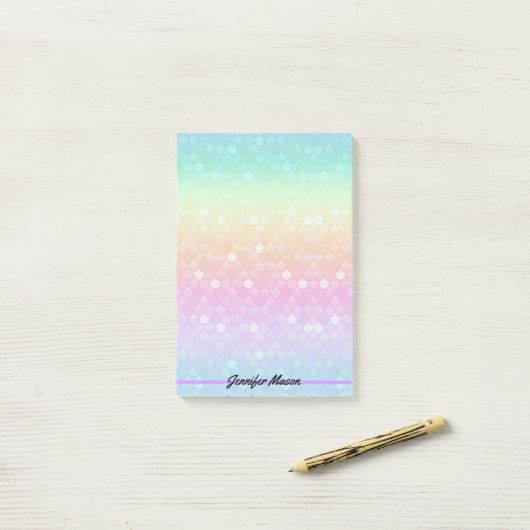 Pastel Mermaid Persoonlijke naam Grote Post-it® Notes (Op bureau)
