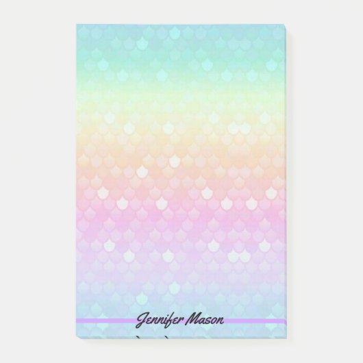 Pastel Mermaid Persoonlijke naam Grote Post-it® Notes (Voorkant)