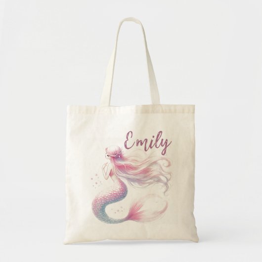Pastel Mermaid Sac fourre-tout avec nom (Devant)