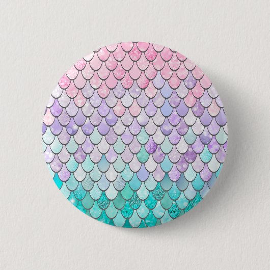 Pastel Merrmaid Scales Patroon Ronde Button 5,7 Cm (Voorkant)
