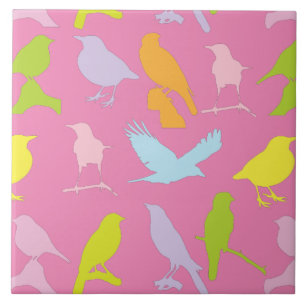 Pastel met kleurrijke variëteit vogelpatroon tegeltje