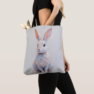 pastel met laag poly konijn draagtas