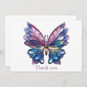 Pastel Metallic Vlinder Bedankkaart (Voorkant / Achterkant)