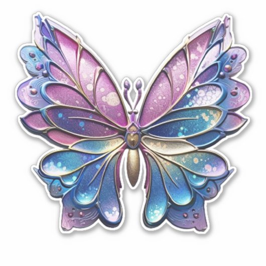 Pastel Metallic Vlinder Sticker (Voorkant)