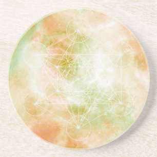 Pastel Metatron's Kubus Heilige Geometrie Zandsteen Onderzetter