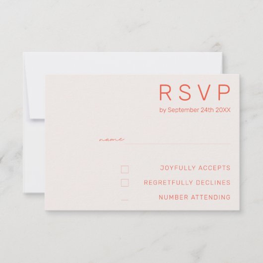 Pastel Minimal Wit en Rood Moderne Trouw-RSV Kaart (Voorkant)