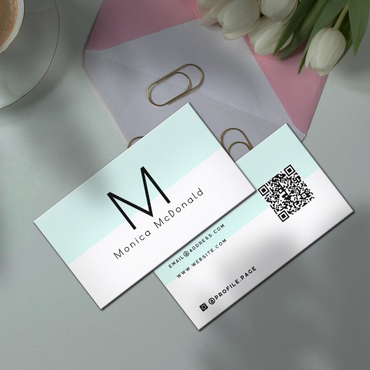 Pastel minimalist monogram visitekaartje