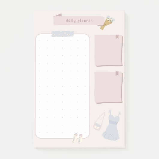 Pastel Minimalistische Dagelijkse Planner Post-it® Notes (Voorkant)