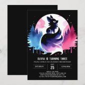 Pastel minimalistische wolf verjaardag kaart (Voorkant / Achterkant)