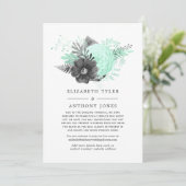 Pastel Mint & Charcoal Verminderde bruiloft gasten Aankondiging (Staand voorkant)