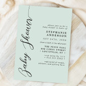 Pastel Mint Eenvoudig Modern Script Baby shower Kaart