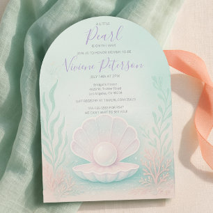 Pastel Mint en Koraal Kleine Parel Baby Shower Kaart