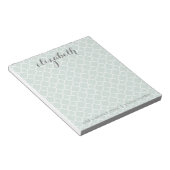 Pastel Mint & Gray Quatrefoil Patroon Aangepaste n Notitieblok (Schuin)