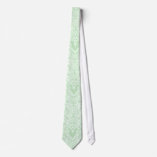 Pastel Mint Green  Floral Damaskers Stropdas (Voorkant)