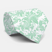 Pastel Mint-Green  Floral Damaskers Stropdas (Opgerold)