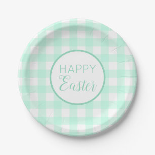 Pastel Mint Green Happy Paast Patroon Papieren Bordje