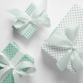 Pastel Mint Green Polka Dots Gingham Pattern Mix Inpakpapier Vel