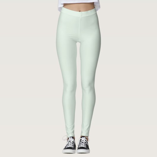 Pastel Mint Groen Effen Kleur Leggings (Voorkant)