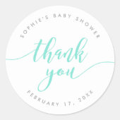 Pastel Mint Relax Script Bedankt Ronde Sticker (Voorkant)