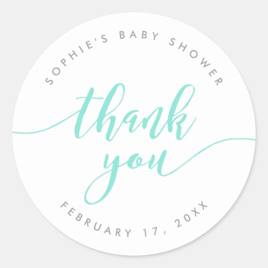 Pastel Mint Relax Script Bedankt Ronde Sticker (Voorkant)