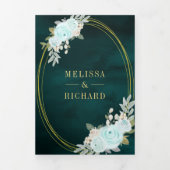 Pastel Mint Rozen allen in Één Blauwgroen Code QR  Drieluik Uitnodiging (Cover)