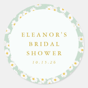 Pastel Mint Sage Daisy Bloemen Vrijgezellenfeest C Ronde Sticker