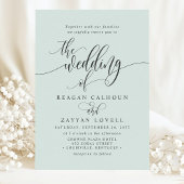 Pastel Mint Simple Modern Script Wedding Kaart