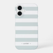 Pastel Mint Stripe persoonlijk iPhone 16 Hoesje (Achterkant)