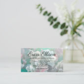 Pastel Mint Wit Roze Bloemen Vrouwelijk Visitekaartje (Staand voorkant)