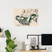 Pastel Mint  Zeemeermin afdrukken Poster (Thuiskantoor)