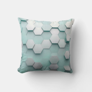 Pastel Mint Zeshoekige 3D Mozaïek Kussen