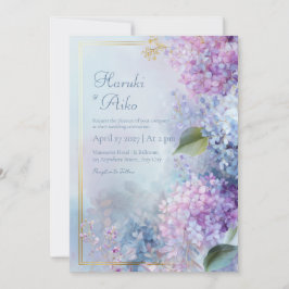 Pastel Misty Hortensia Vergulde Gouden Lijst Bruil Kaart