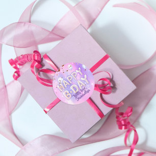 Pastel Modern Glam Trendy Balloons Happy Birthday Ronde Sticker