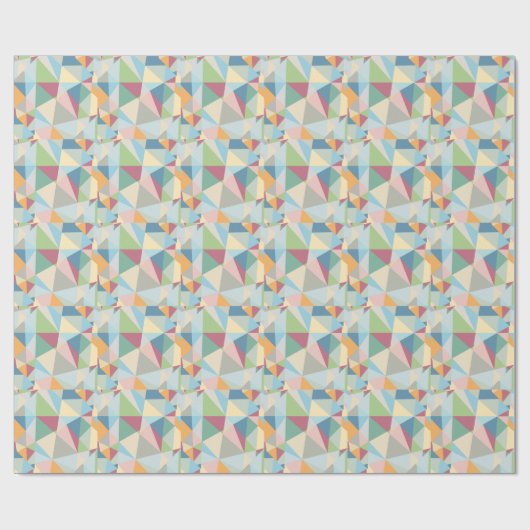 Pastel modern kleurrijk geometrisch patroon cadeaupapier (Vlak)